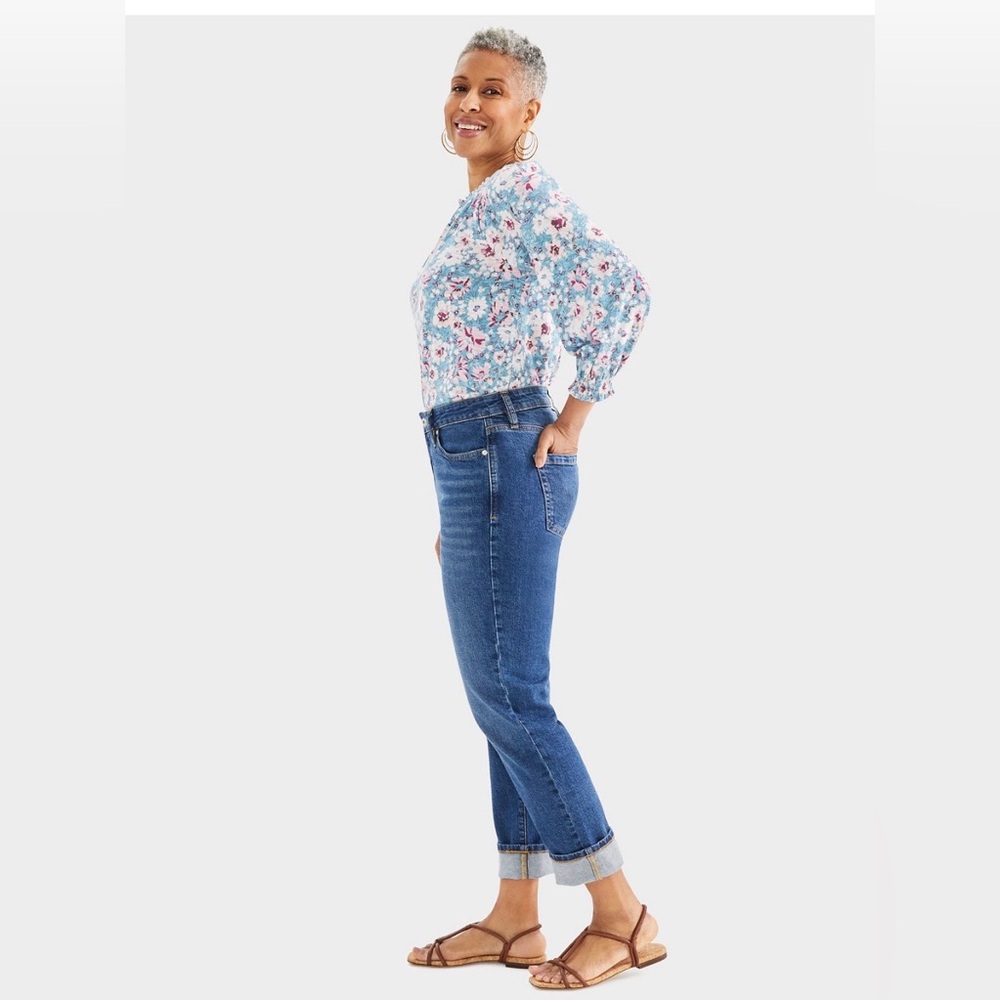 NWT Style & Co Women’s High Rise High Cuff Dark Wash Capri Jeans, Size 14